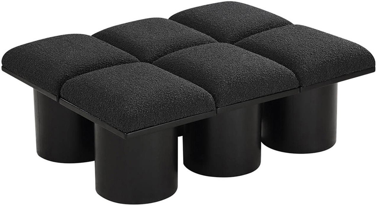 Meridian Furniture - Pavilion Black Boucle Fabric Upholstered 6pc. Bench - 466Black-6D - GreatFurnitureDeal
