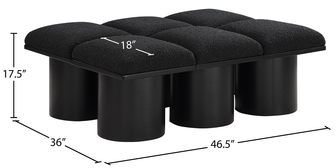 Meridian Furniture - Pavilion Black Boucle Fabric Upholstered 6pc. Bench - 466Black-6D - GreatFurnitureDeal