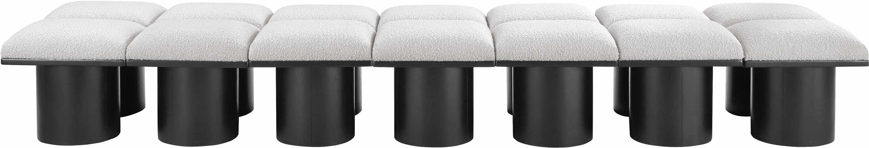 Meridian Furniture - Pavilion Cream Boucle Fabric Upholstered 14pc. Bench - 466Cream-14C - GreatFurnitureDeal