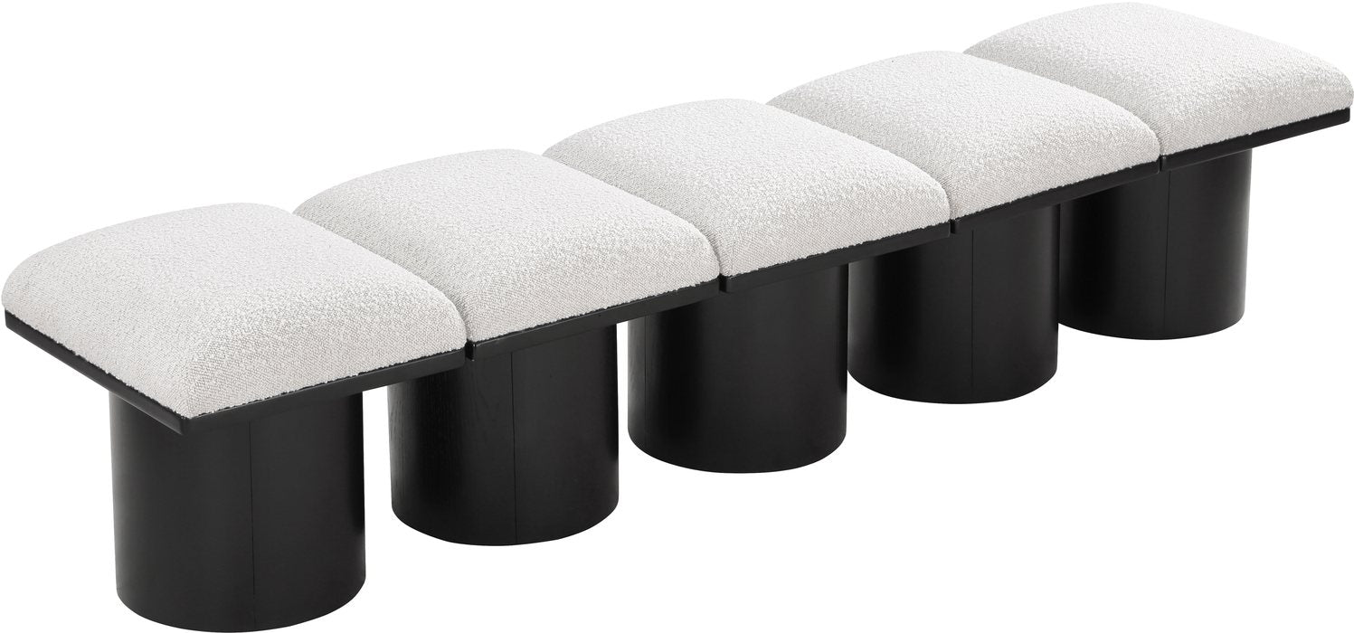 Meridian Furniture - Pavilion Cream Boucle Fabric Upholstered 5pc. Bench - 466Cream-5A - GreatFurnitureDeal