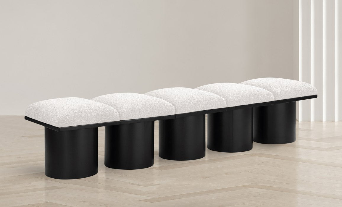 Meridian Furniture - Pavilion Cream Boucle Fabric Upholstered 5pc. Bench - 466Cream-5B - GreatFurnitureDeal