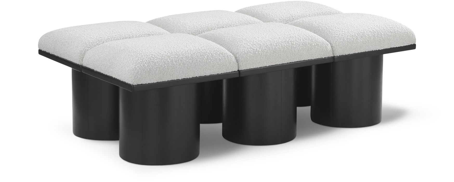 Meridian Furniture - Pavilion Cream Boucle Fabric Upholstered 6pc. Bench - 466Cream-6C - GreatFurnitureDeal