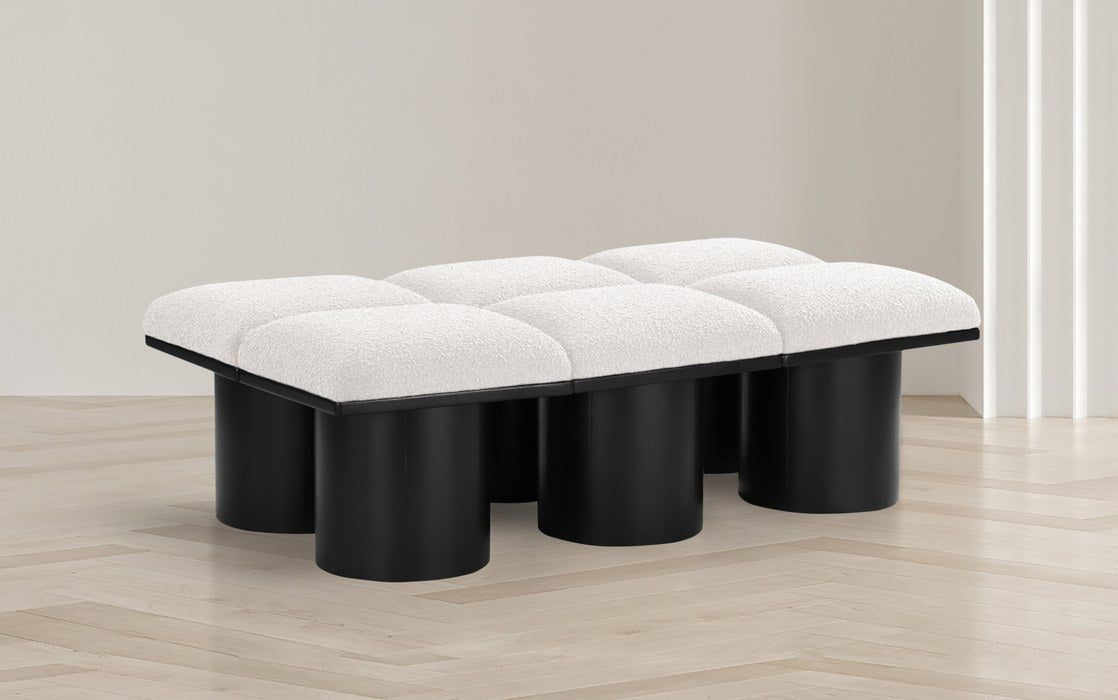 Meridian Furniture - Pavilion Cream Boucle Fabric Upholstered 6pc. Bench - 466Cream-6C - GreatFurnitureDeal