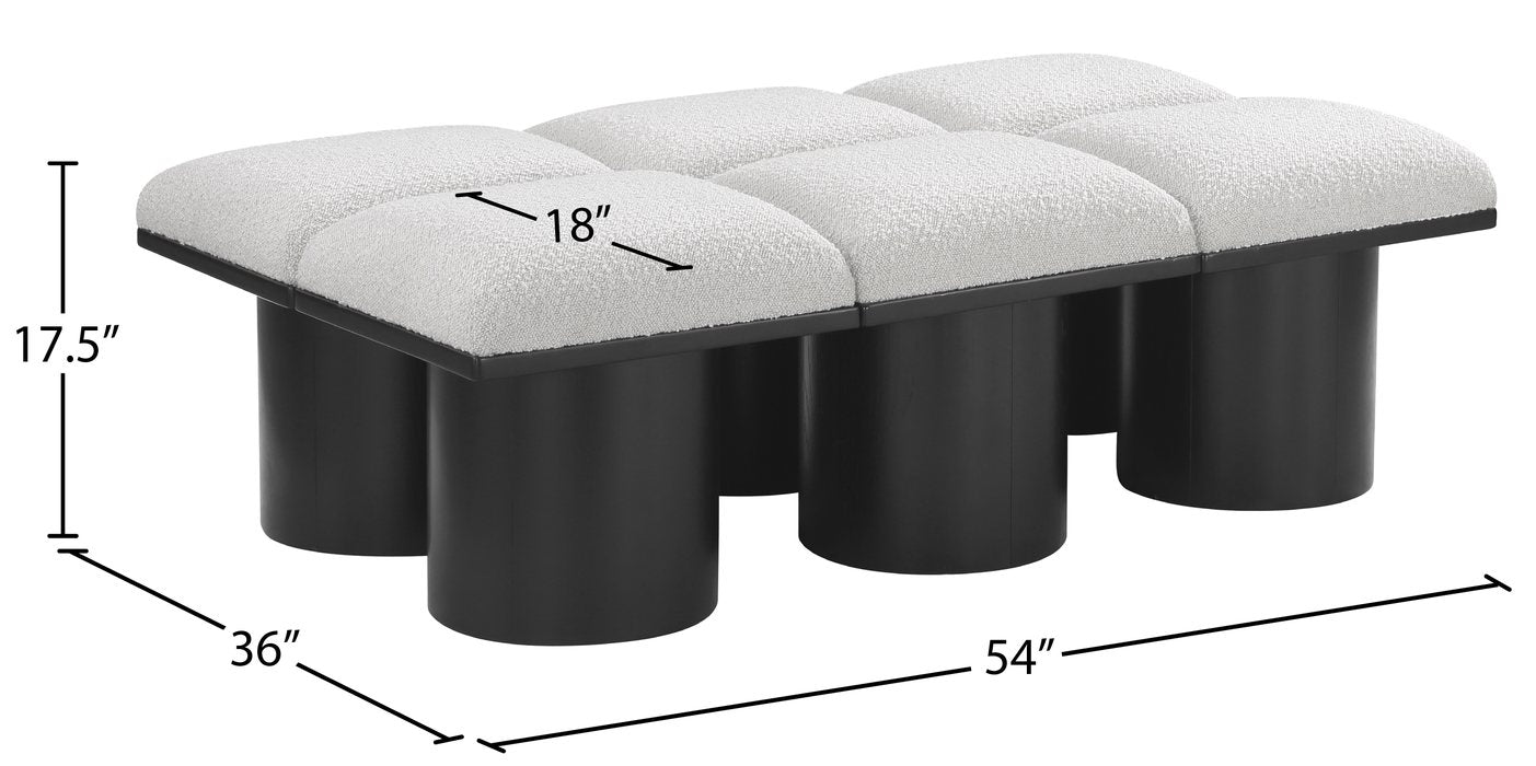 Meridian Furniture - Pavilion Cream Boucle Fabric Upholstered 6pc. Bench - 466Cream-6C - GreatFurnitureDeal