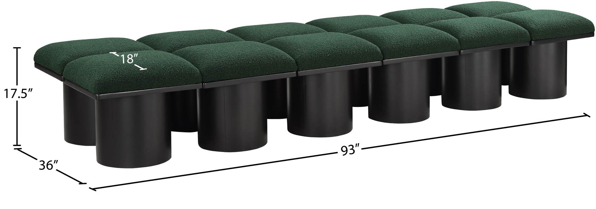 Meridian Furniture - Pavilion Green Boucle Fabric Upholstered 12pc. Bench - 466Green-12C - GreatFurnitureDeal