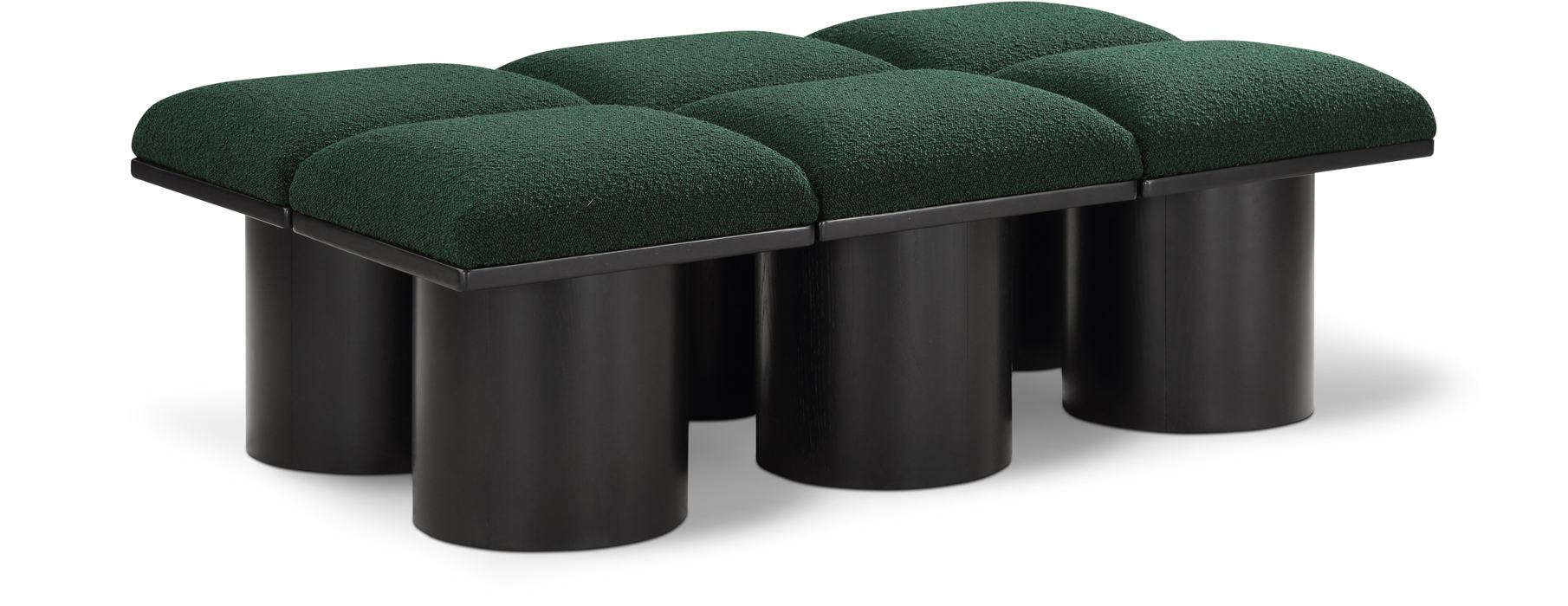 Meridian Furniture - Pavilion Green Boucle Fabric Upholstered 6pc. Bench - 466Green-6C - GreatFurnitureDeal