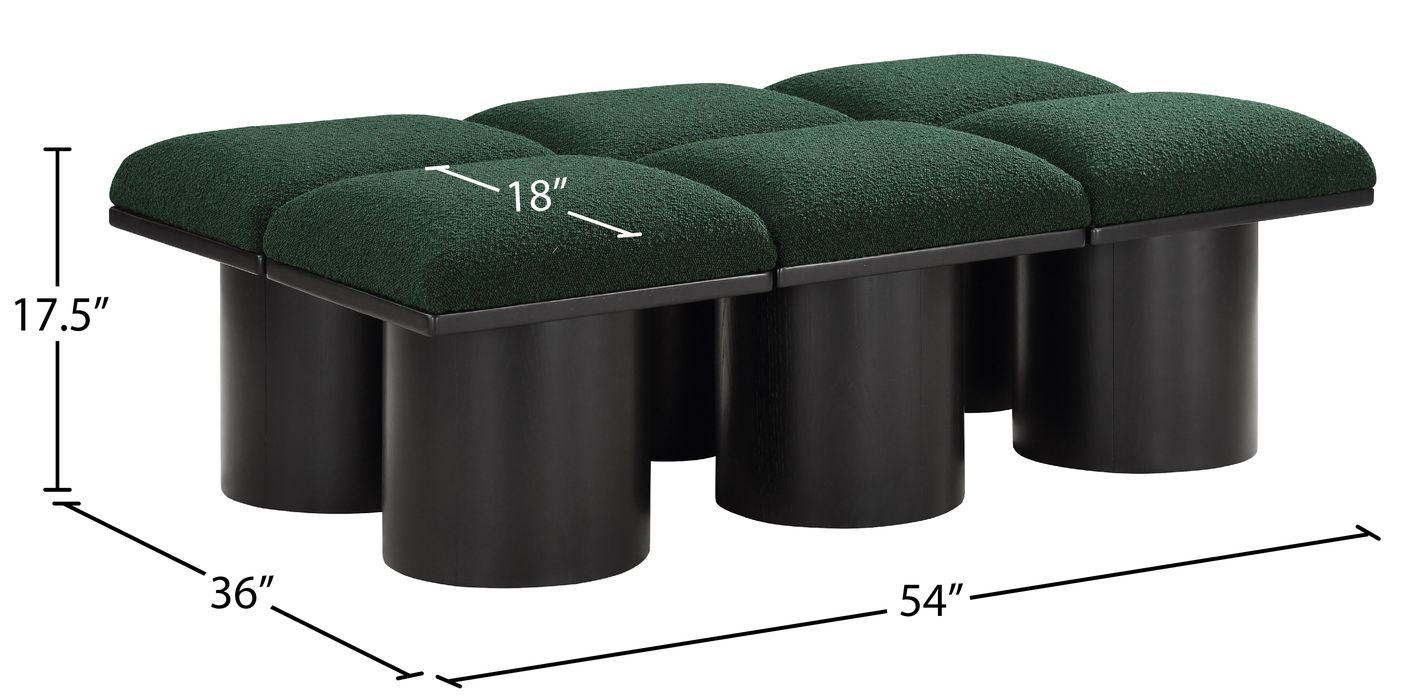 Meridian Furniture - Pavilion Green Boucle Fabric Upholstered 6pc. Bench - 466Green-6C - GreatFurnitureDeal