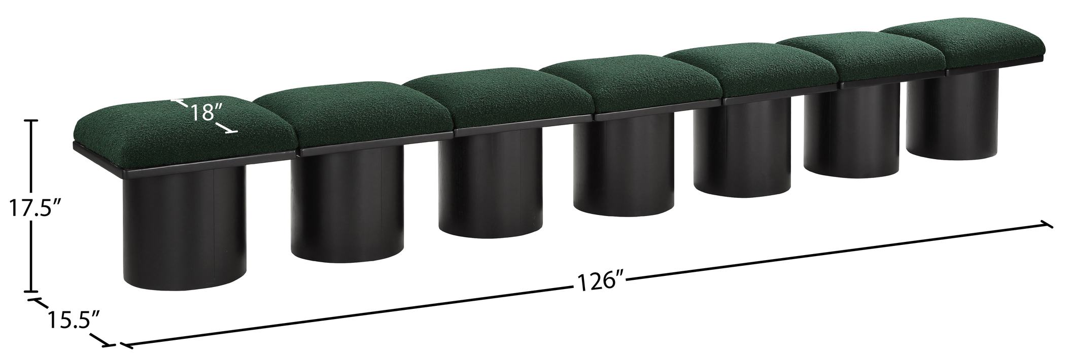 Meridian Furniture - Pavilion Green Boucle Fabric Upholstered 7pc. Bench - 466Green-7A - GreatFurnitureDeal