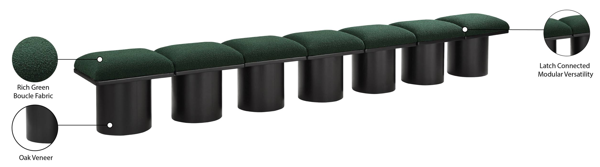 Meridian Furniture - Pavilion Green Boucle Fabric Upholstered 7pc. Bench - 466Green-7A - GreatFurnitureDeal