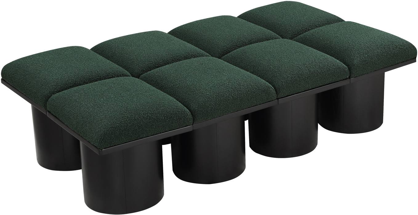 Meridian Furniture - Pavilion Green Boucle Fabric Upholstered 8pc. Bench - 466Green-8D - GreatFurnitureDeal