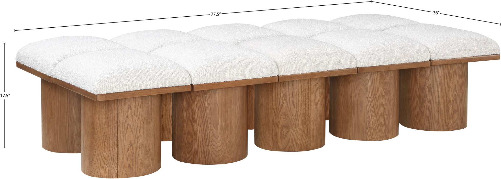 Meridian Furniture - Pavilion Cream Boucle Fabric Upholstered 10pc. Bench - 467Cream-10D - GreatFurnitureDeal