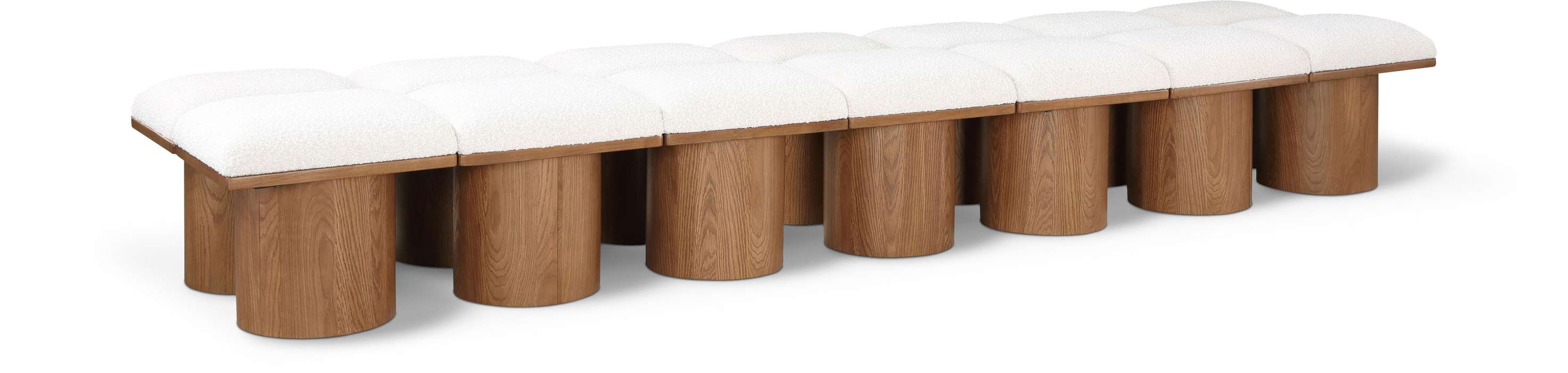 Meridian Furniture - Pavilion Cream Boucle Fabric Upholstered 14pc. Bench - 467Cream-14C - GreatFurnitureDeal