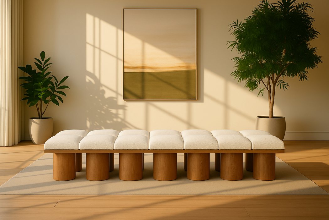 Meridian Furniture - Pavilion Cream Boucle Fabric Upholstered 14pc. Bench - 467Cream-14C - GreatFurnitureDeal