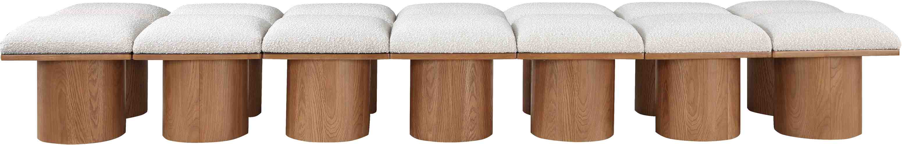 Meridian Furniture - Pavilion Cream Boucle Fabric Upholstered 14pc. Bench - 467Cream-14C - GreatFurnitureDeal