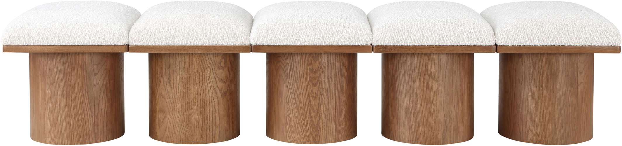Meridian Furniture - Pavilion Cream Boucle Fabric Upholstered 5pc. Bench - 467Cream-5B - GreatFurnitureDeal