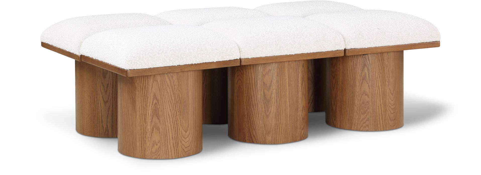 Meridian Furniture - Pavilion Cream Boucle Fabric Upholstered 6pc. Bench - 467Cream-6C - GreatFurnitureDeal