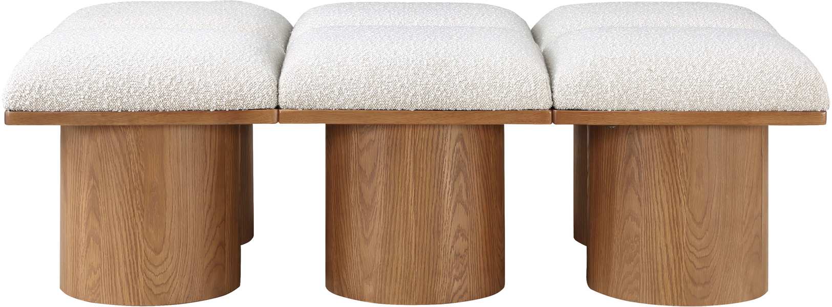 Meridian Furniture - Pavilion Cream Boucle Fabric Upholstered 6pc. Bench - 467Cream-6C - GreatFurnitureDeal