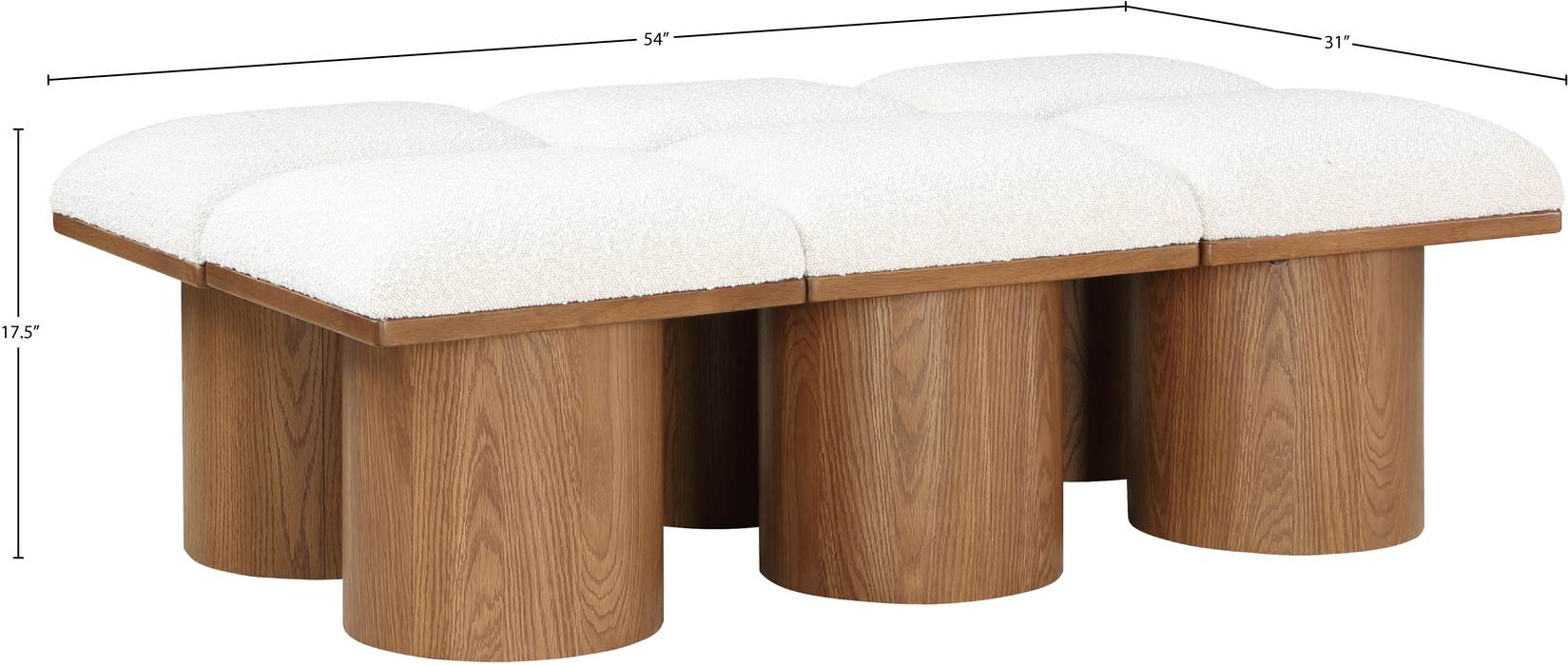 Meridian Furniture - Pavilion Cream Boucle Fabric Upholstered 6pc. Bench - 467Cream-6C - GreatFurnitureDeal