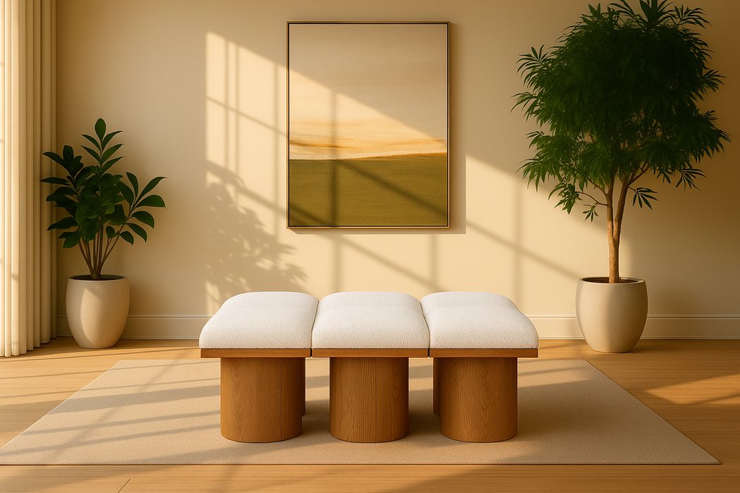 Meridian Furniture - Pavilion Cream Boucle Fabric Upholstered 6pc. Bench - 467Cream-6D - GreatFurnitureDeal