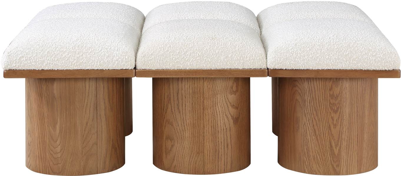 Meridian Furniture - Pavilion Cream Boucle Fabric Upholstered 6pc. Bench - 467Cream-6D - GreatFurnitureDeal
