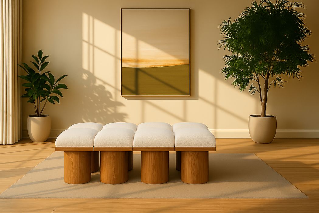 Meridian Furniture - Pavilion Cream Boucle Fabric Upholstered 8pc. Bench - 467Cream-8D - GreatFurnitureDeal
