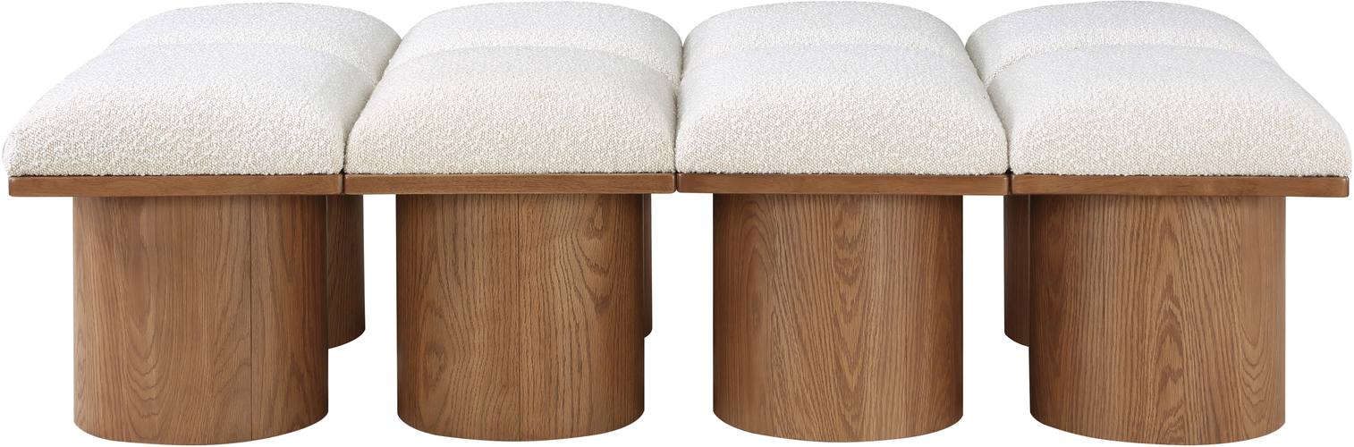 Meridian Furniture - Pavilion Cream Boucle Fabric Upholstered 8pc. Bench - 467Cream-8D - GreatFurnitureDeal