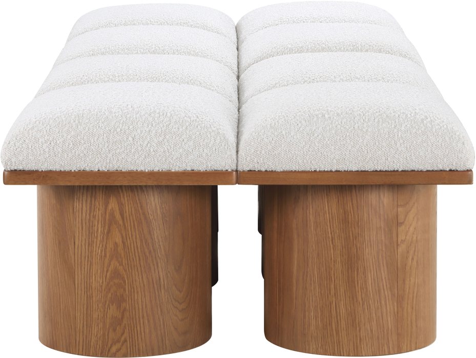 Meridian Furniture - Pavilion Cream Boucle Fabric Upholstered 8pc. Bench - 467Cream-8D - GreatFurnitureDeal
