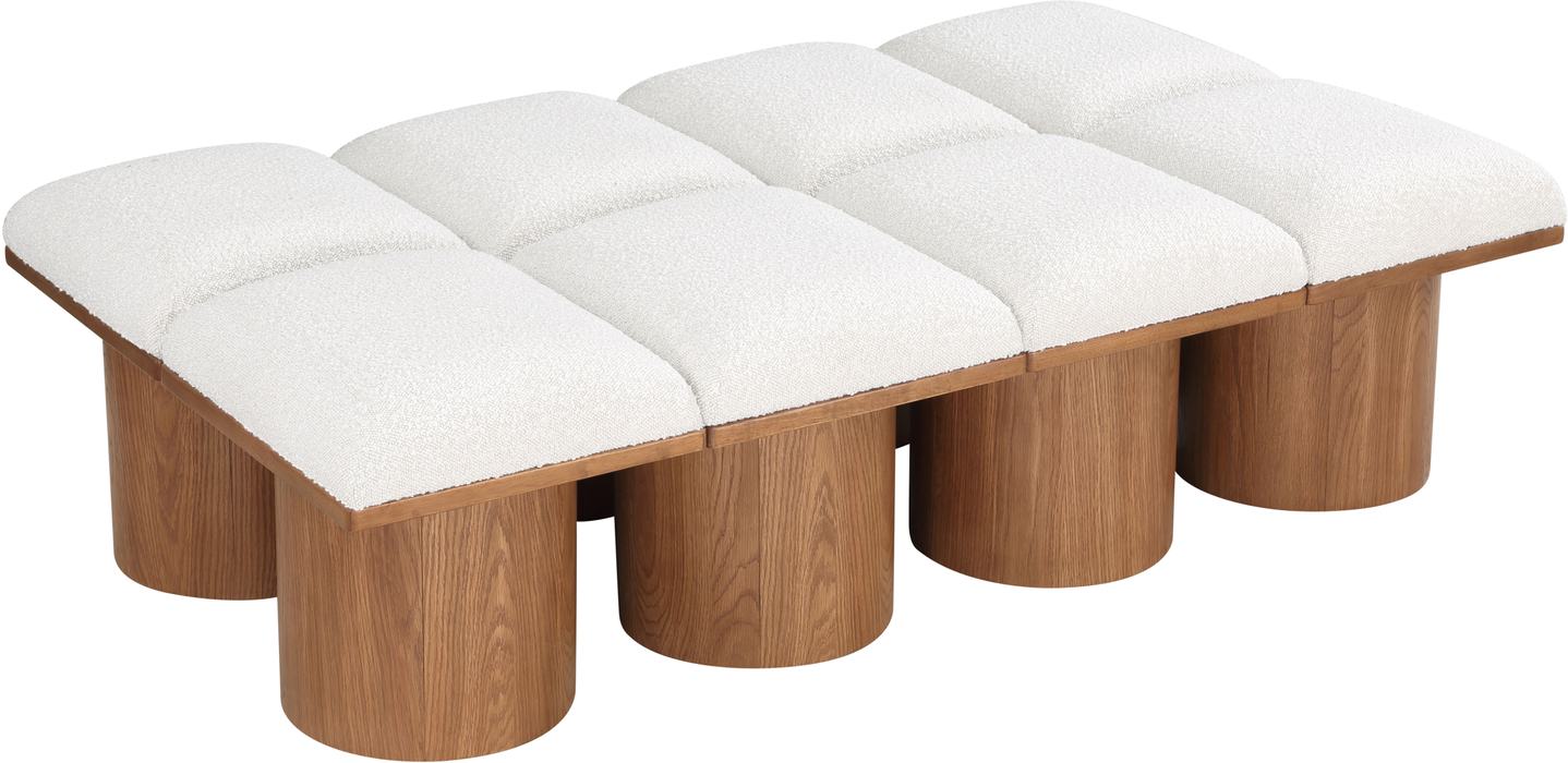 Meridian Furniture - Pavilion Cream Boucle Fabric Upholstered 8pc. Bench - 467Cream-8D - GreatFurnitureDeal