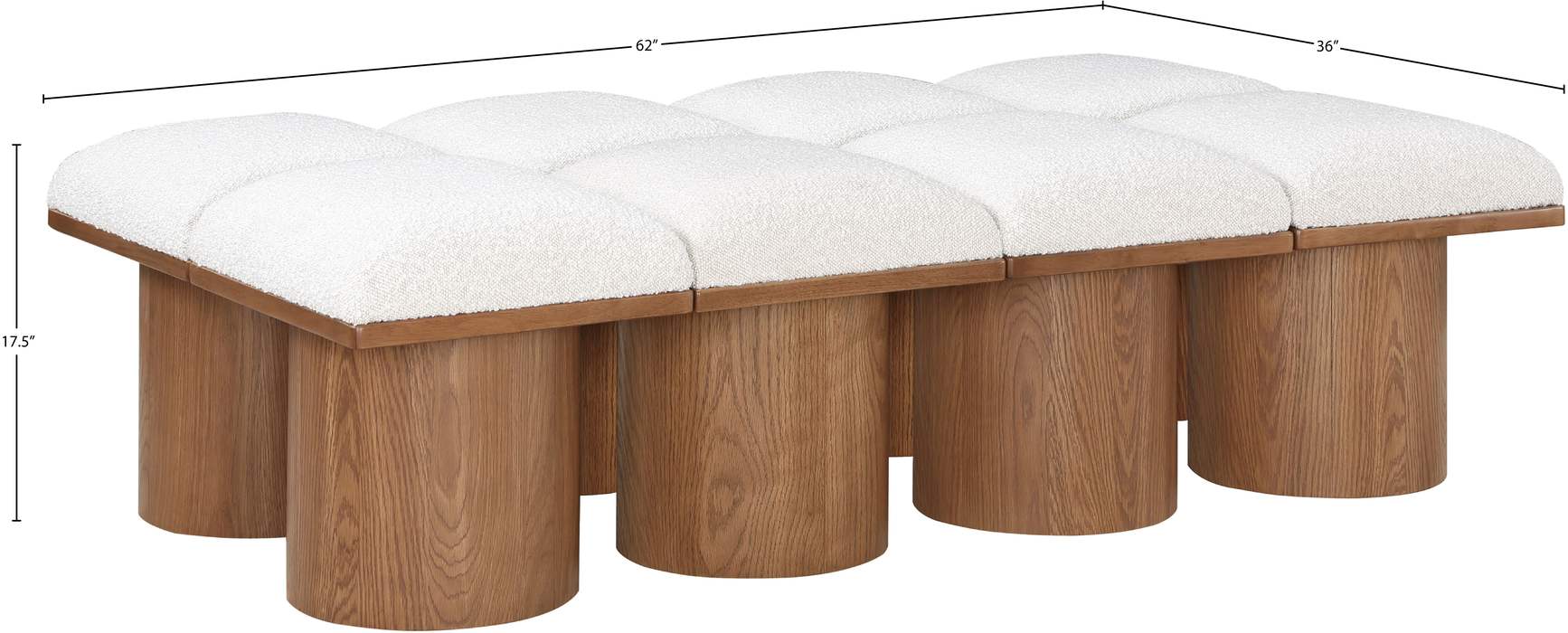 Meridian Furniture - Pavilion Cream Boucle Fabric Upholstered 8pc. Bench - 467Cream-8D - GreatFurnitureDeal