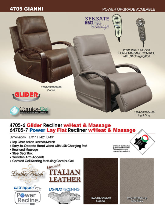 Catnapper - Gianni Glider Recliner w-Heat & Massage in Cocoa - 47056-COCOA - GreatFurnitureDeal