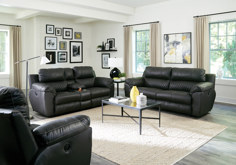 Catnapper - Sorrento Power Lay Flat Reclining Console Loveseat w-Storage & Cupholders in Anthracite - 64729-ANTHRACITE
