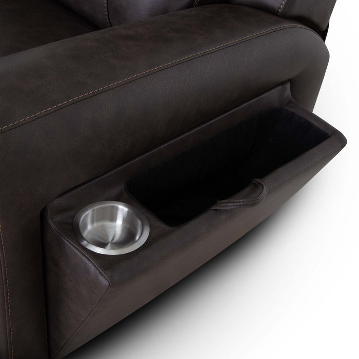 Franklin Furniture - 4730 Argent Power Rocker Recliner w/ Air Massage/Power Headrest/Arm Storage/USB Charging in Duvall Coffee - 99288-COFFEE - GreatFurnitureDeal