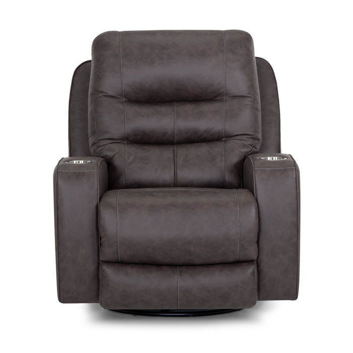 Franklin Furniture - 4733 Aspen Fabric Power Swivel Recliner w/ Power Headrest, USB & Dual Cupholders in Duvall Gunmetal - 4733-GUN