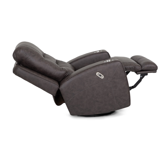 Franklin Furniture - 4733 Aspen Fabric Power Swivel Recliner w/ Power Headrest, USB & Dual Cupholders in Duvall Gunmetal - 4733-GUN