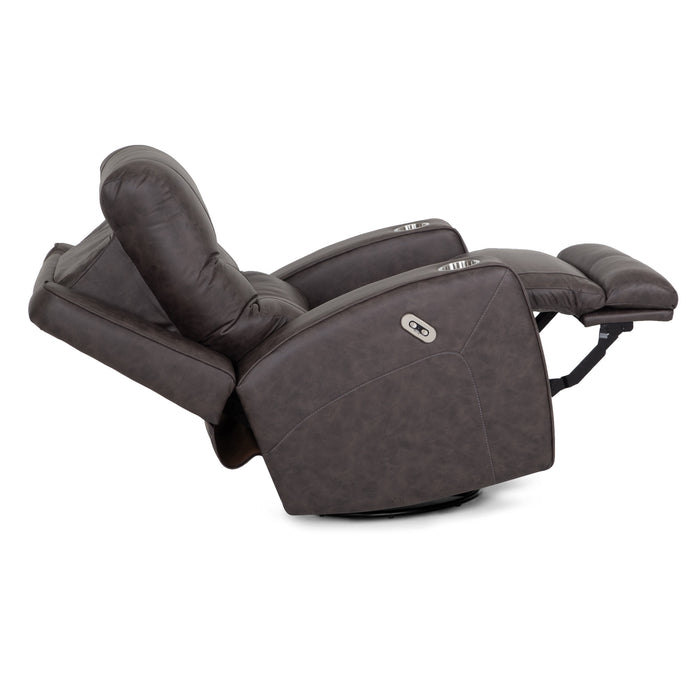 Franklin Furniture - 4733 Aspen Fabric Power Swivel Recliner w/ Power Headrest, USB & Dual Cupholders in Duvall Gunmetal - 4733-GUN