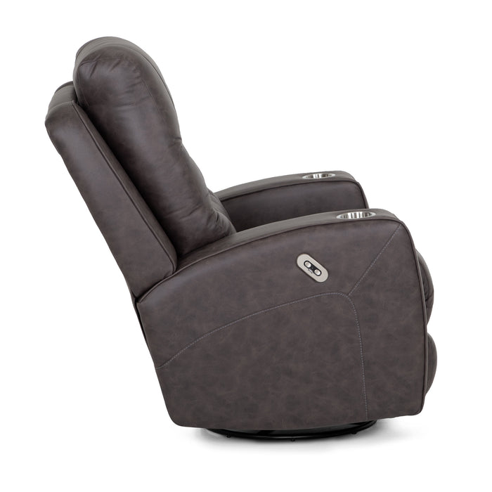Franklin Furniture - 4733 Aspen Fabric Power Swivel Recliner w/ Power Headrest, USB & Dual Cupholders in Duvall Gunmetal - 4733-GUN