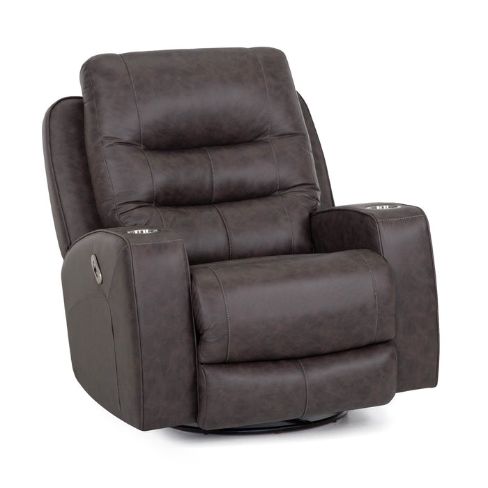 Franklin Furniture - 4733 Aspen Fabric Power Swivel Recliner w/ Power Headrest, USB & Dual Cupholders in Duvall Gunmetal - 4733-GUN