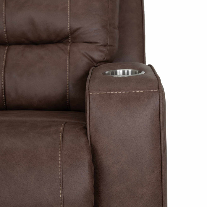 Franklin Furniture - 4733 Aspen Fabric Power Swivel Recliner w/ Power Headrest, USB & Dual Cupholders in Duvall Mocha - 4733-MOCHA