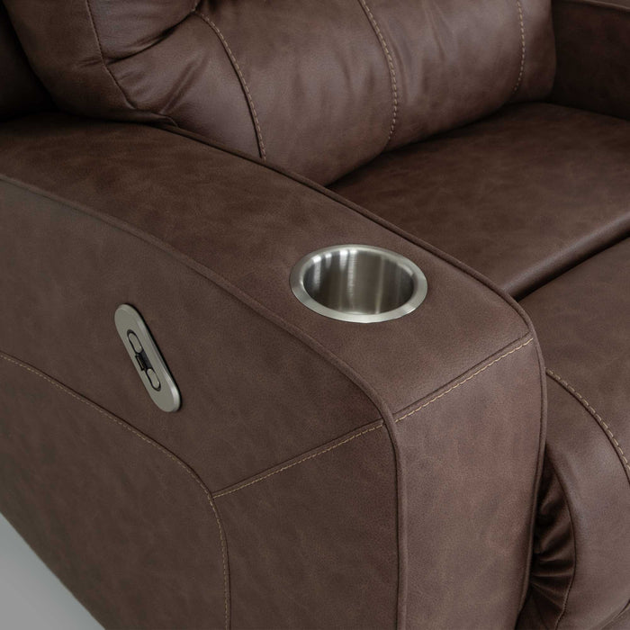 Franklin Furniture - 4733 Aspen Fabric Power Swivel Recliner w/ Power Headrest, USB & Dual Cupholders in Duvall Mocha - 4733-MOCHA