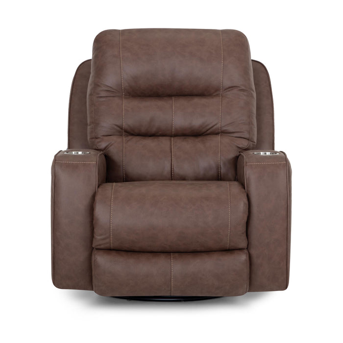Franklin Furniture - 4733 Aspen Fabric Power Swivel Recliner w/ Power Headrest, USB & Dual Cupholders in Duvall Mocha - 4733-MOCHA