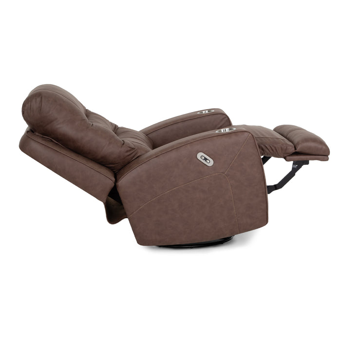 Franklin Furniture - 4733 Aspen Fabric Power Swivel Recliner w/ Power Headrest, USB & Dual Cupholders in Duvall Mocha - 4733-MOCHA