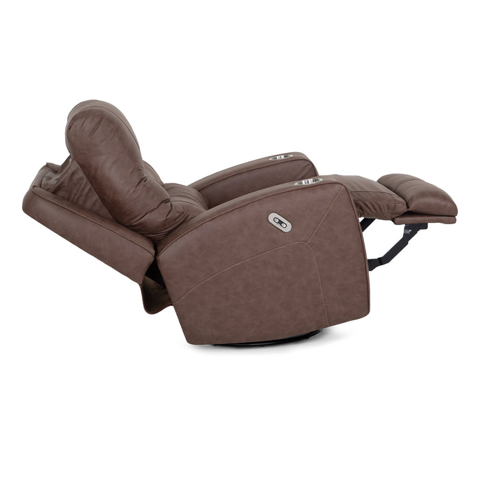 Franklin Furniture - 4733 Aspen Fabric Power Swivel Recliner w/ Power Headrest, USB & Dual Cupholders in Duvall Mocha - 4733-MOCHA