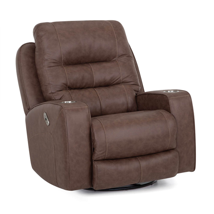 Franklin Furniture - 4733 Aspen Fabric Power Swivel Recliner w/ Power Headrest, USB & Dual Cupholders in Duvall Mocha - 4733-MOCHA