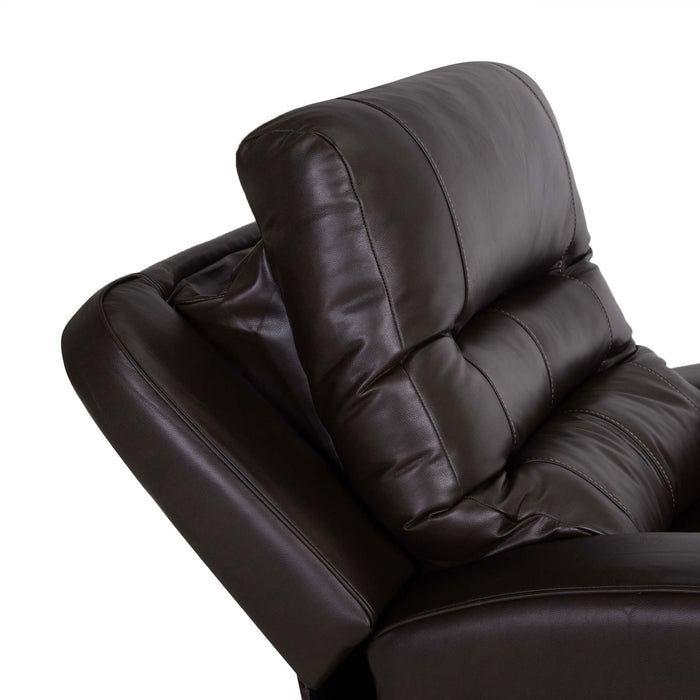 Franklin Furniture - 4733 Aspen Leather Dual Power Swivel Rocker Recliner w/ Power Headrest, Dual Cupholders & USB in Holt Coffee - 4733-COFFEE