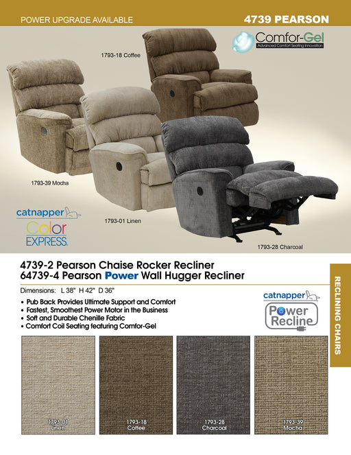 Catnapper - Pearson Chaise Rocker Recliner in Charcoal - 4739-2-CHARCOAL - GreatFurnitureDeal
