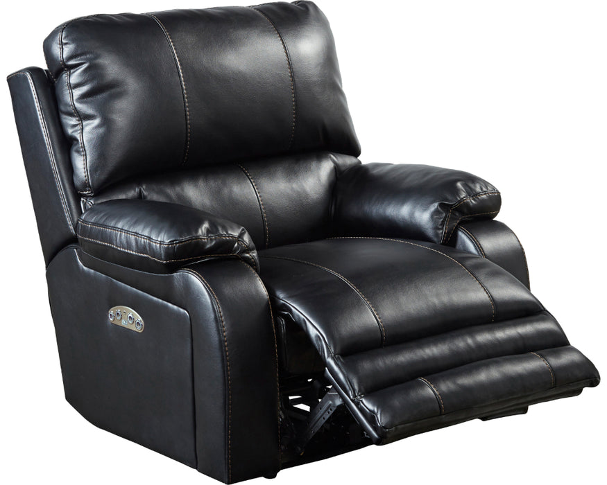 Catnapper - Thornton Power Headrest w-Lumbar Power Lay Flat Recliner in Black - 764762-7-BLACK-MTO - GreatFurnitureDeal