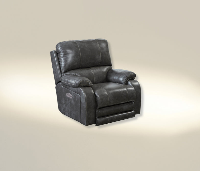 Catnapper - Thornton Power Headrest w-Lumbar Power Lay Flat Recliner in Steel - 764762-7-STEEL-MTO - GreatFurnitureDeal