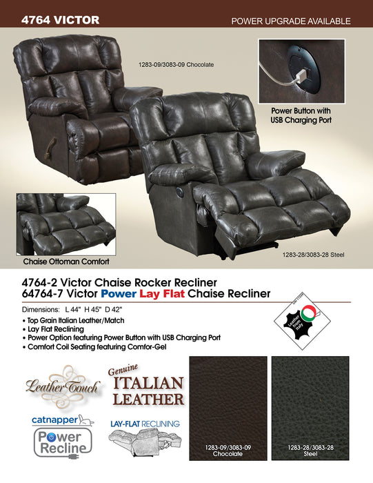 Catnapper - Victor Power Lay Flat Chaise Recliner in Steel - 64764-7Steel