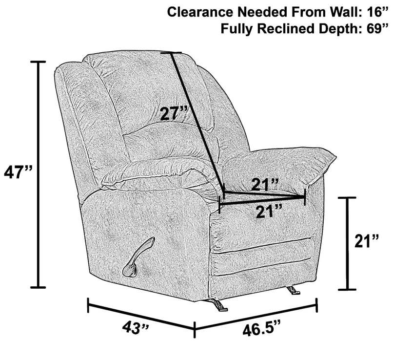 Catnapper - Rialto Chaise Rocker Recliner with Extended Ottoman in Steel - 47752162838 - GreatFurnitureDeal
