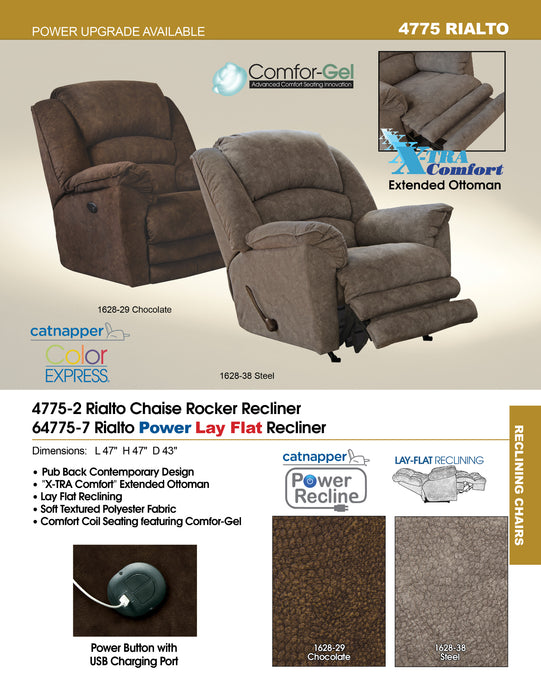 Catnapper - Rialto Chaise Rocker Recliner with Extended Ottoman in Chocolate - 47752162829 - GreatFurnitureDeal